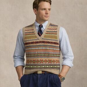 RRL Double RL Ralph Lauren Wool Fair Isle Sweater Vest XXS Heritage Lambswool